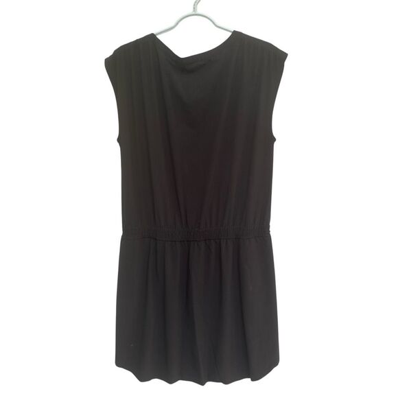 Athleta Womens Sz 14 Black Sleeveless Drawstring Waist Dress Travel Casual Stret - Picture 4 of 5